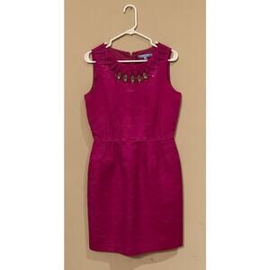 Antonio Melani Dress 8 Dark Pink Sleeveless Knee Length Pockets Office Church